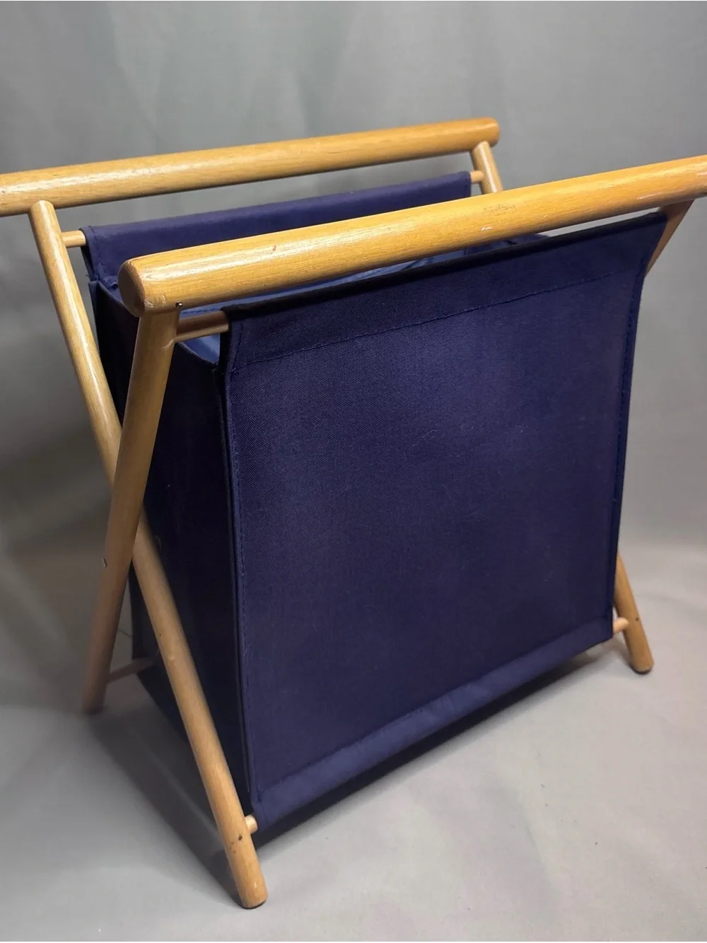 Vintage Navy Canvas Folding Sewing Caddy